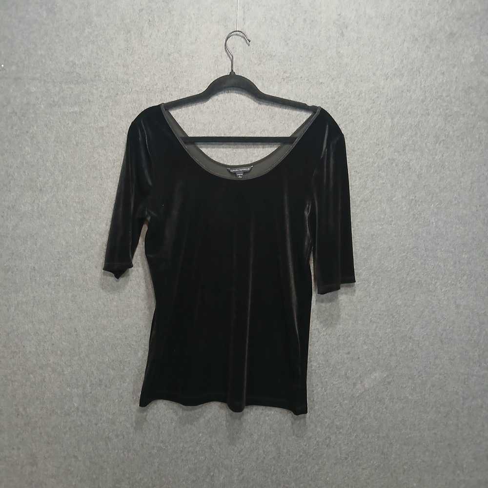 Banana Republic L Velvet Boat Neck half sleeve stretch goth chic contemporary